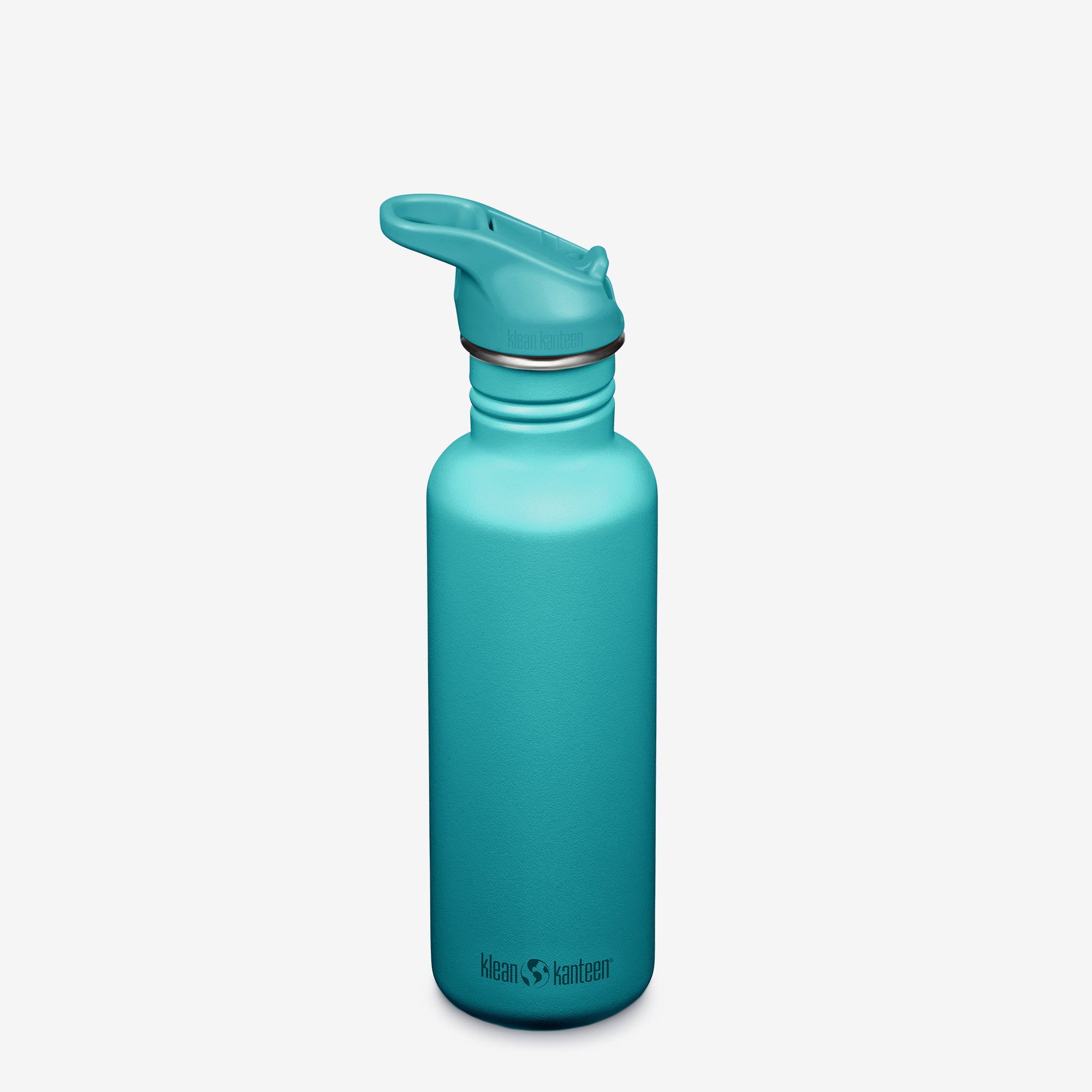 Klean Kanteen Classic single-wall stainless steel water bottle with sport cap, teal, product photograph