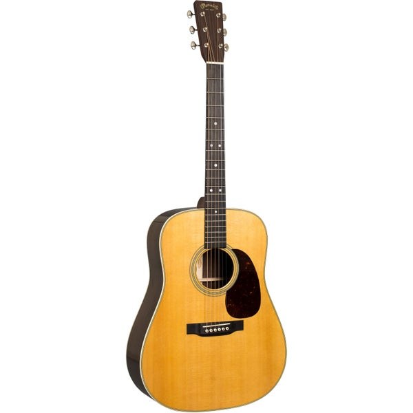 Martin D-28 dreadnought acoustic guitar, natural gloss finish, front view