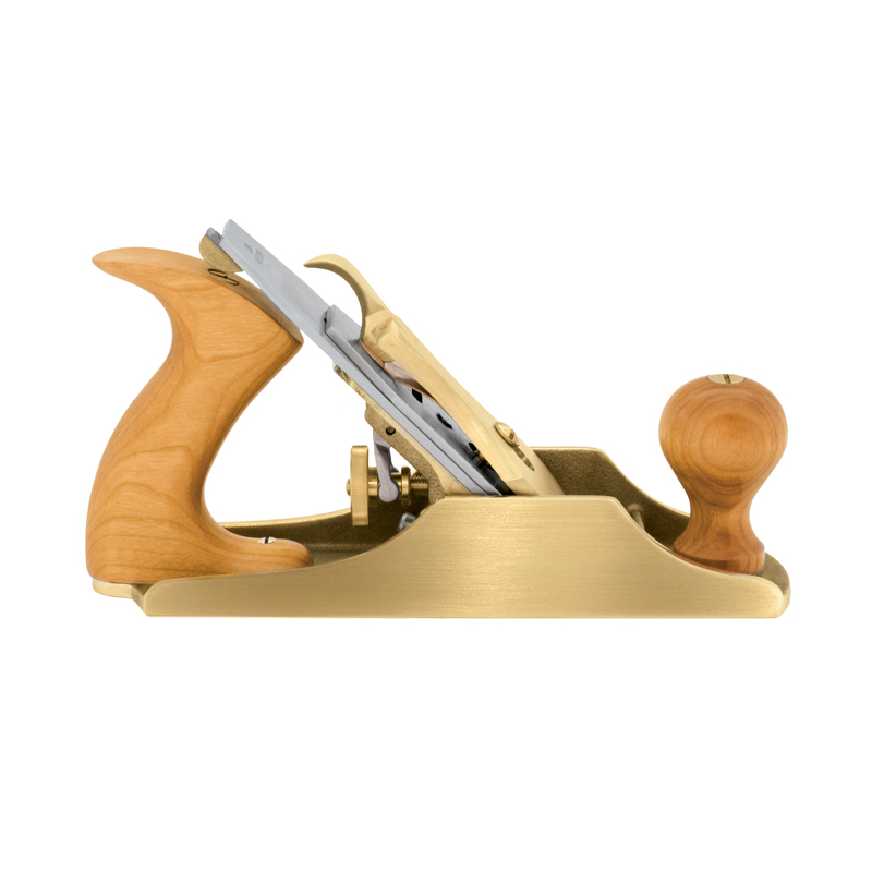 Lie-Nielsen No. 4 bronze smoothing bench plane with cherry handles, product photograph