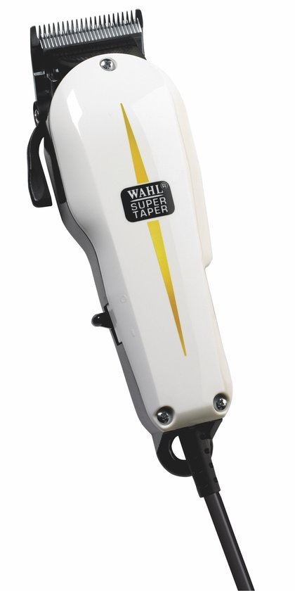 Wahl Super Taper corded professional hair clipper, white with V5000 motor, product photograph