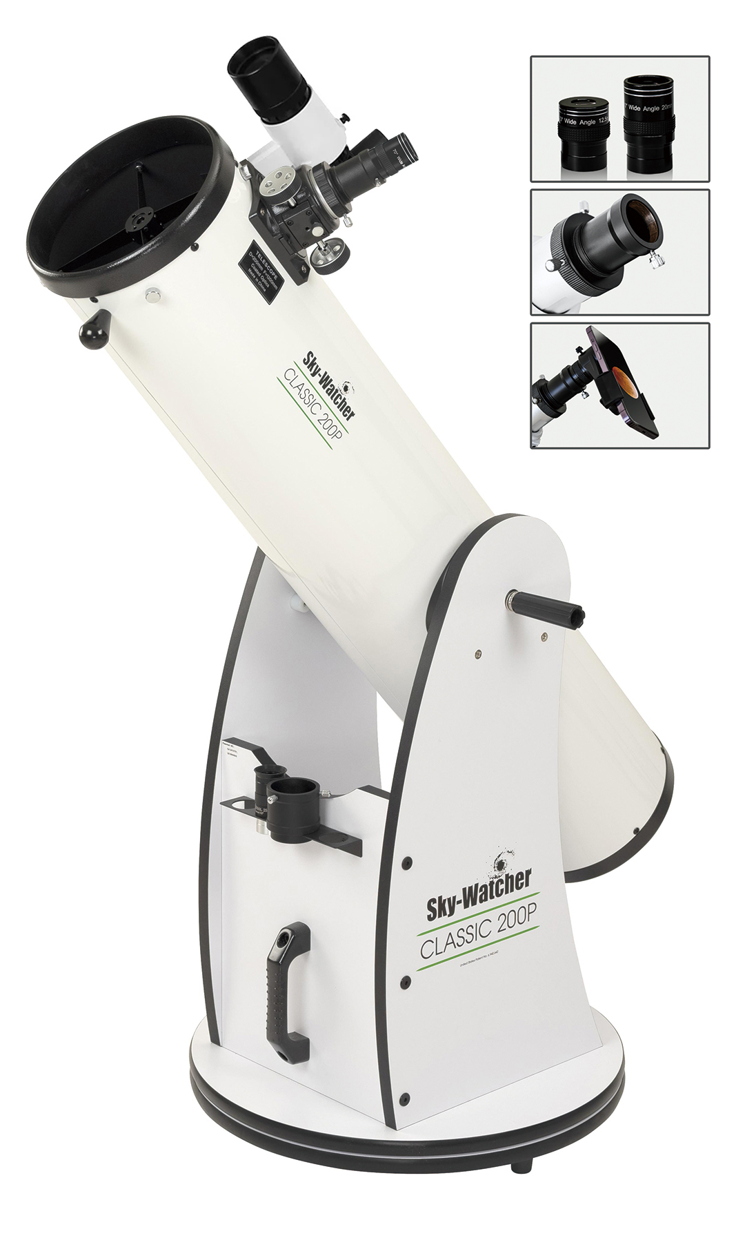 Sky-Watcher Skyliner 200P 8-inch Dobsonian telescope on plywood rocker box, product photograph