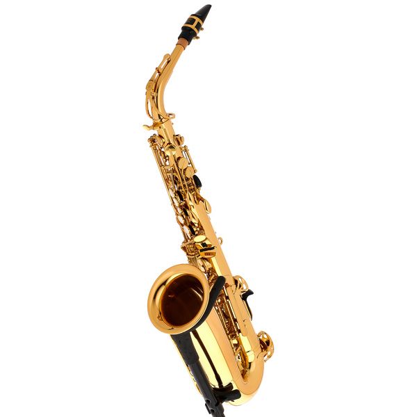 Yamaha YAS-280 alto saxophone, gold lacquer finish, front view on white